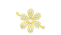 Etoielle Yellow Gold Tone Double Flower Pave Cubic Zirconia Bracelet Adjustable