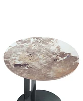 Manhattan Comfort 19.68" Alondra Modern Round Sintered Stone Top End Table