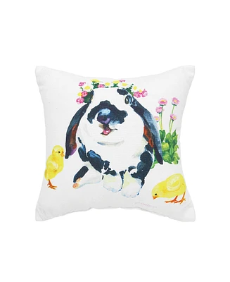 10" x 10" Bunny & Ducks Easter Spring Themed Printed Small/Petite Accent Throw Pillow