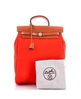 Pre-Owned HERMES Herbag A Dos Zip Backpack Toile and Leather