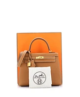 Pre-Owned HERMES Kelly 25 Handbag Brown Epsom with Gold Hardware