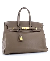 Pre-Owned HERMES Birkin 35 Handbag Grey Clemence with Gold Hardware