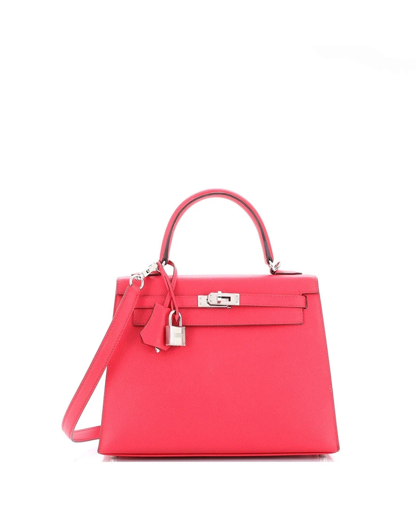 Pre-Owned HERMES Kelly 25 Handbag Pink Epsom with Palladium Hardware