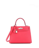 Pre-Owned HERMES Kelly 25 Handbag Pink Epsom with Palladium Hardware