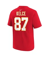 Nike Big Boys and Girls Travis Kelce Red Kansas City Chiefs Super Bowl Lix Player Name Number T-Shirt