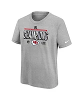 Nike Big Boys and Girls Heather Gray Kansas City Chiefs 2024 Afc Champions Locker Room Trophy Collection T-Shirt