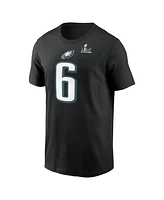 Nike Men's DeVonta Smith Black Philadelphia Eagles Super Bowl Lix Name Number T-Shirt