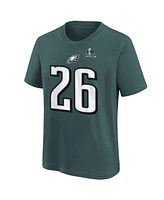 Nike Big Boys and Girls Saquon Barkley Midnight Green Philadelphia Eagles Super Bowl Lix Player Name Number T-Shirt