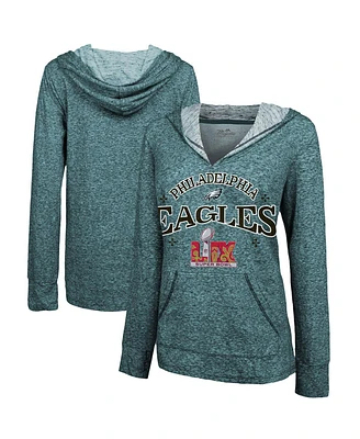 Majestic Women's Midnight Green Philadelphia Eagles Super Bowl Lix Oversized Dunk Slub Pullover Hoodie