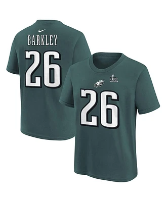 Nike Big Boys and Girls Saquon Barkley Midnight Green Philadelphia Eagles Super Bowl Lix Player Name Number T-Shirt