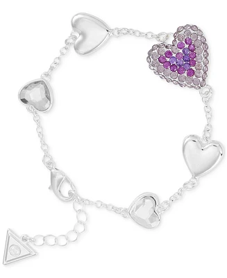 Guess Crystal Heart Line Charm Bracelet