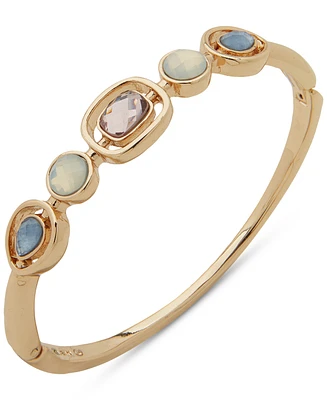 Anne Klein Gold-Tone Multi-Stone Hinge Bangle Bracelet