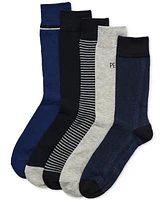 Perry Ellis Portfolio Men's Flat Knit Dress Crew Socks, 5-pack