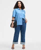 On 34th Trendy Plus Button-Down Woven Top, Created for Macy's