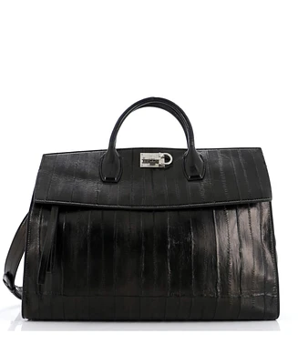 Pre-Owned Salvatore Ferragamo Large Studio Satchel Eel Skin