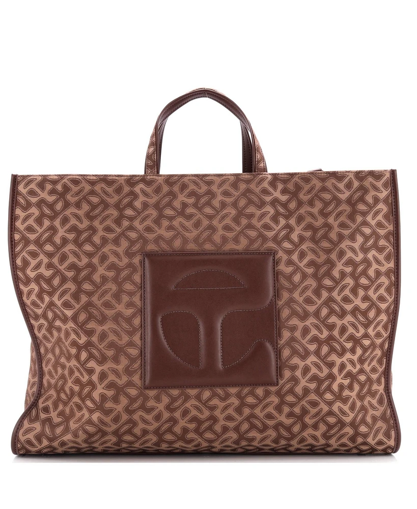 Pre-Owned Telfar Large Shopping Tote Monogram Jacquard with Faux Leather