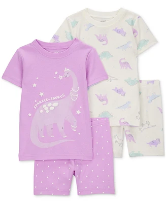 Carter's Toddler Girls Dinosaur Print Snug-Fit Cotton 4-Pc. Pajama Set