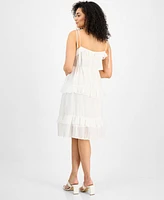 julia jordan Women's Clip-Dot Tie-Strap Midi Dress