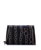 Pre-Owned Salvatore Ferragamo Medium Gancini Turnlock Flap Bag Quilted Printed Silk