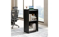 Rolling Podium Stand with 2 Shelves and Lockable Wheels