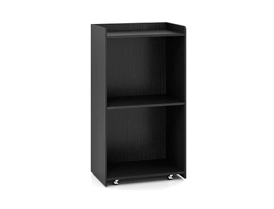 Rolling Podium Stand with 2 Shelves and Lockable Wheels