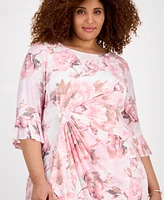Connected Plus Printed Boat-Neck Sheath Dress
