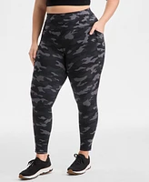 Id Ideology Plus Urban Camo Print Compression Leggings, Exclusively at Macy's