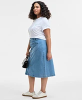 On 34th Trendy Plus Patch-Pocket Denim Midi Skirt, Exclusively at Macy's