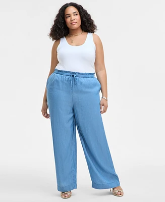 On 34th Trendy Plus Chambray Drawstring Pants, Exclusively at Macy's