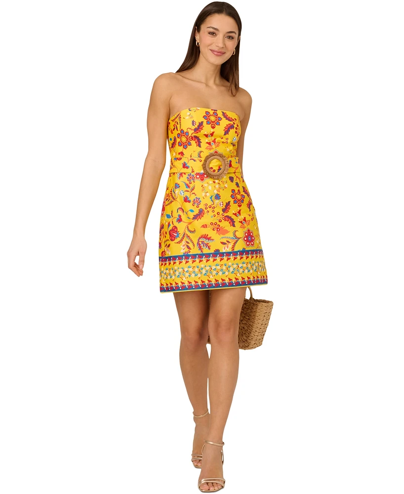 Adrianna by Papell Women's Cotton Printed O-Ring Dress