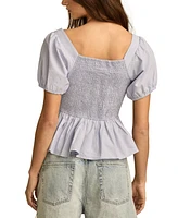 Lucky Brand Women's Cotton Puff-Sleeve Peplum Top