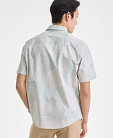 Alfani Men's Frank Wave Motion Short Sleeve Printed Button-Front Shirt, Exclusively at Macy's