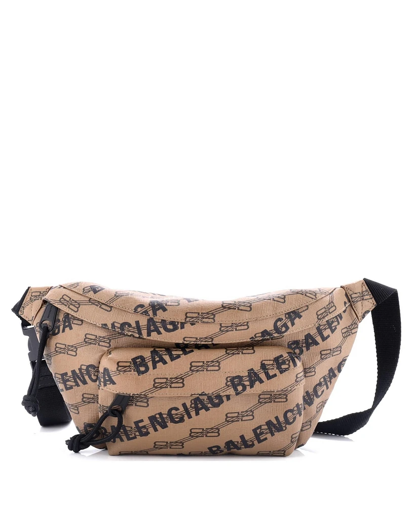 Pre-Owned Balenciaga Medium Beltpack Waist Bag Allover Logo Bb Monogram Coated Canvas