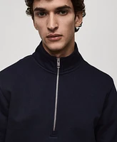 Mango Men's Perkins-Neck Quarter-Zip Pullover Sweatshirt