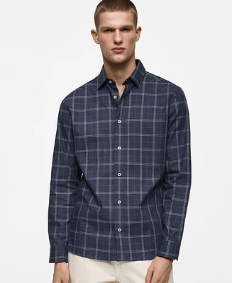 Mango Men's Regular Fit Check Cotton Shirt