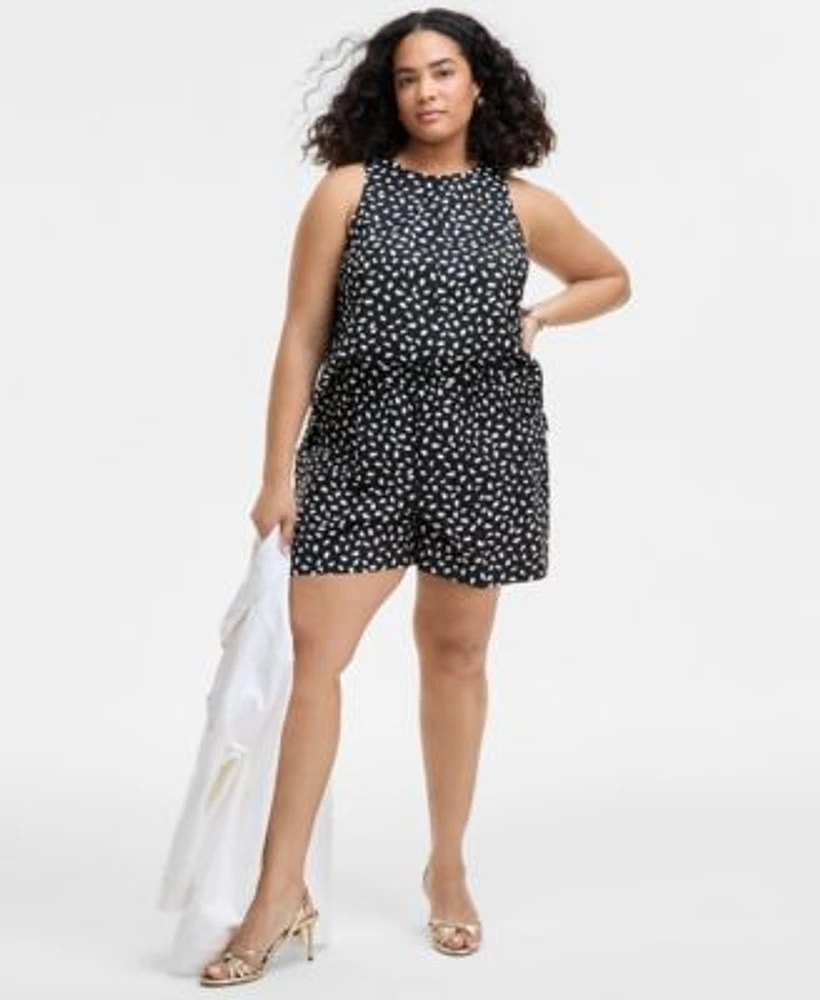 On 34th Trendy Plus Size Paint Dot Sleeveless Top Pull On Shorts Exclusively At Macys