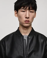 Mango Men's Faux-Leather Bomber Jacket