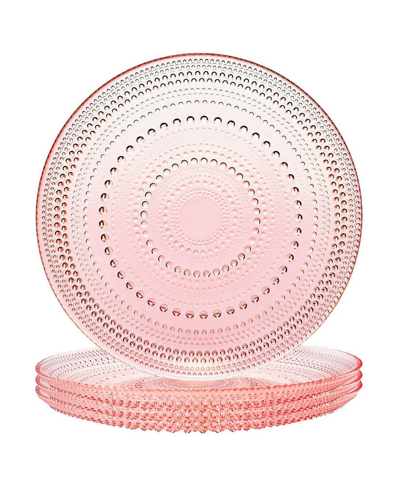 The Wine Savant Glass Hobnail Colored Plates, Set of 4