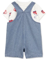 Carter's Baby Boys 2-Pc. Cotton Fire Truck T-Shirt & Chambray Shortall Set