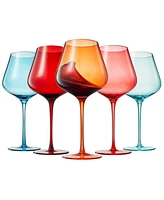 The Wine Savant Colors of San Francisco Wine Glasses, Set of 5