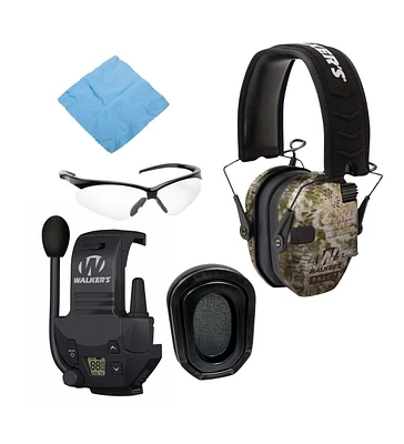 Walkers Razor Slim Kryptek Camo Electronic Muff with Walkie Talkie Bundle