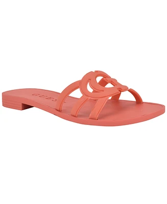 Guess Women's Elyho Logo Cutout Flat Jelly Sandals