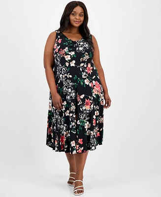 Robbie Bee Plus Printed Cowl-Neck Midi Dress