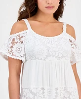 Robbie Bee Petite Lace Cold-Shoulder Flutter-Sleeve Dress