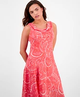 Robbie Bee Petite Printed Cowlneck Chiffon Dress
