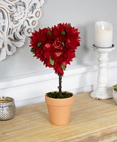 Northlight 14.5" Artificial Mixed Floral Valentine's Day Potted Topiary