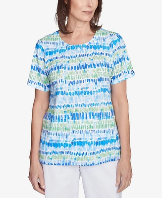 Alfred Dunner Petite Parrot Cay Tie Dye Chicklet Top