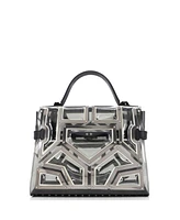 Pre-Owned Delvaux Gm Gladiator Tempete Top Handle Bag Metal Embellished Vinyl