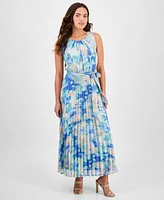 Sandra Darren Petites Pleated Tie-Waist Sleeveless Dress