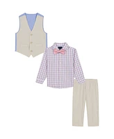 Nautica Baby Boys 4-Piece Linen Look Vest with Bow Tie Set